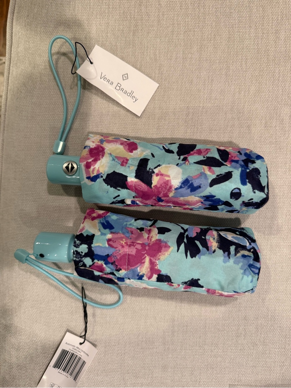 Vera Bradley Aqua Floral Compact Umbrellas – Pair